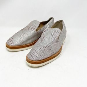 Free People Size 38/8 Silver Metallic Snake Eyes Platform Loafers